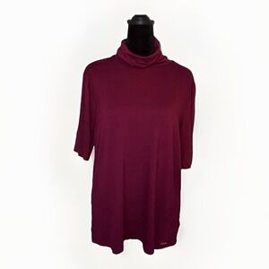 Michael Kors Womens XL Short Sleeve Turtleneck Top Lightweight Dark Ruby NWT